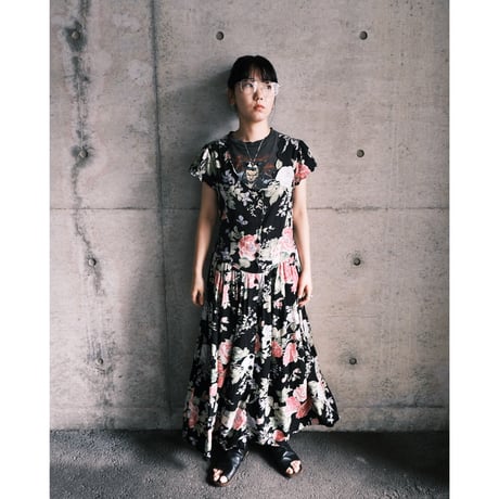 flower rayon dress “black”