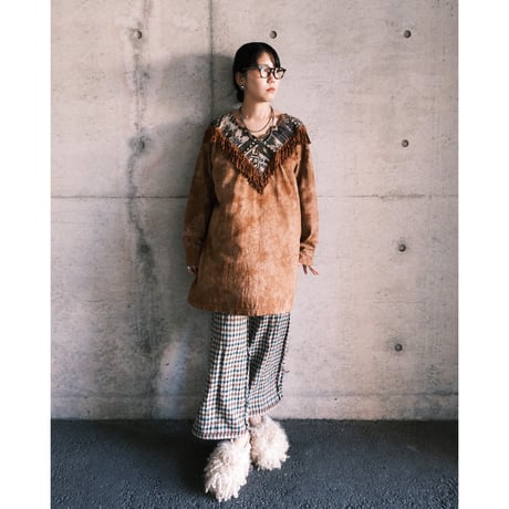check tweed pants