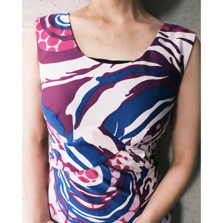70s Hawaiian designed dress “purple×blue”