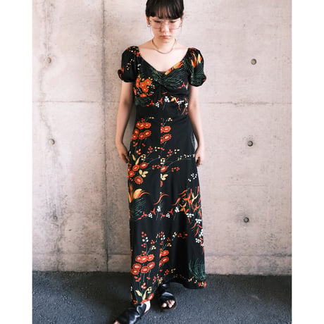 flower print black dress