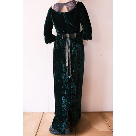 〜70s velours dress / green