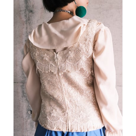〜60s vintage beads embroidery knit vest