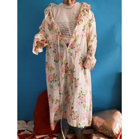〜70's flower print frill dress