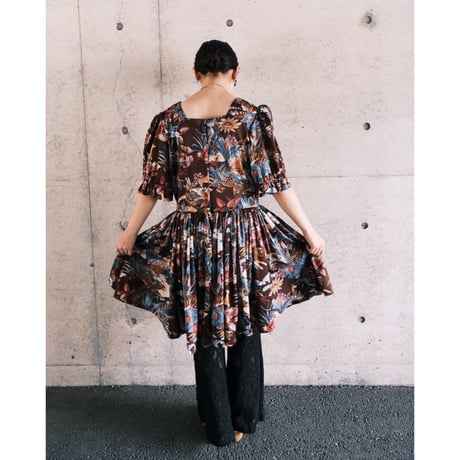70s Animal print gather dress