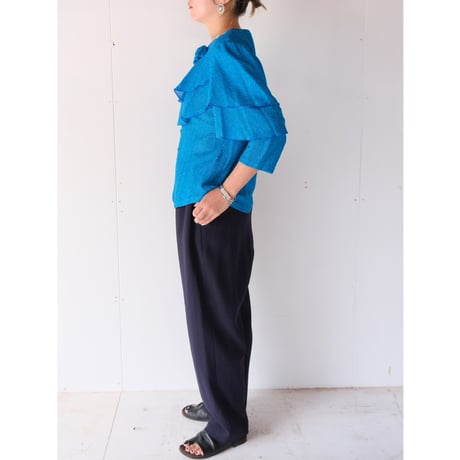 japan vintage / lamé cardigan with blue rose
