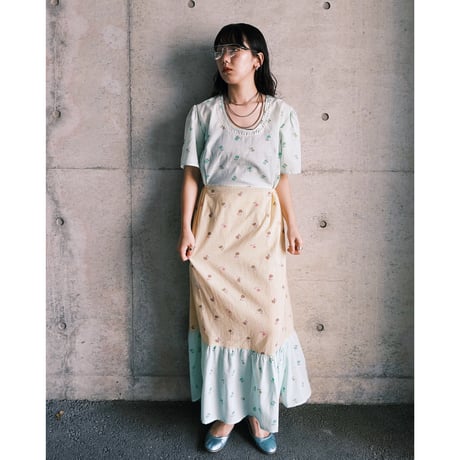 handmade flower × stripe dress