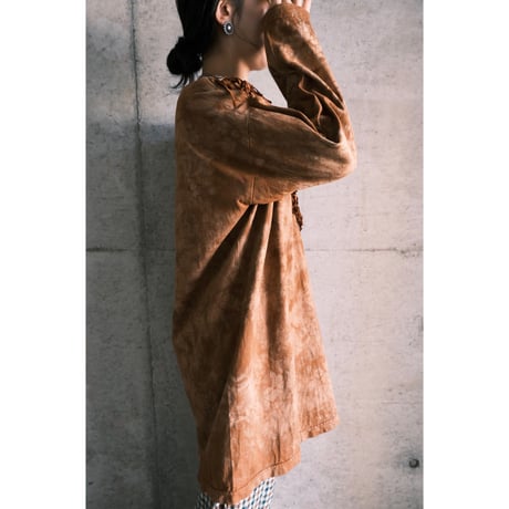 tie-dye cotton long tee with fringe