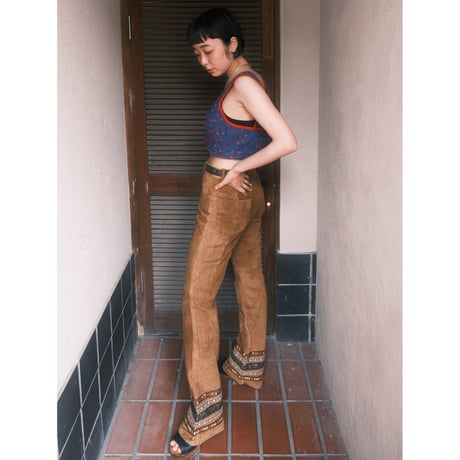 leather flare pants with tyrol tape