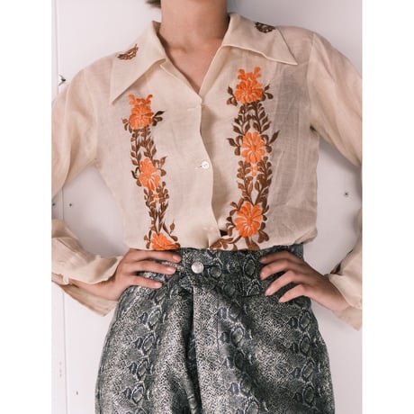 see-through embroidery shirt