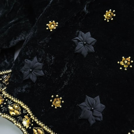 beaded embroidery velours cardigan