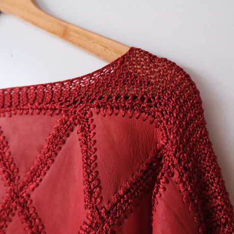 leather × crochet tops