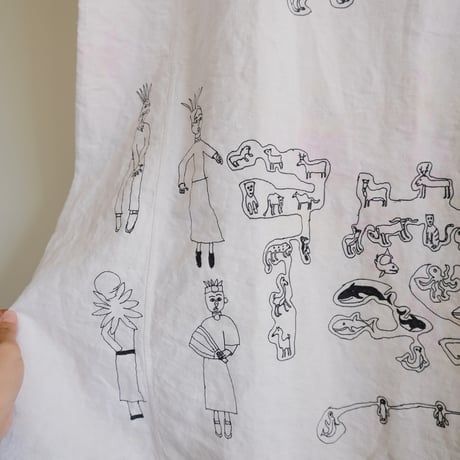 eski. × 画楽 / hand paint antique linen dress