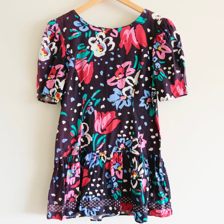 flower × dot print tunic / made in USA