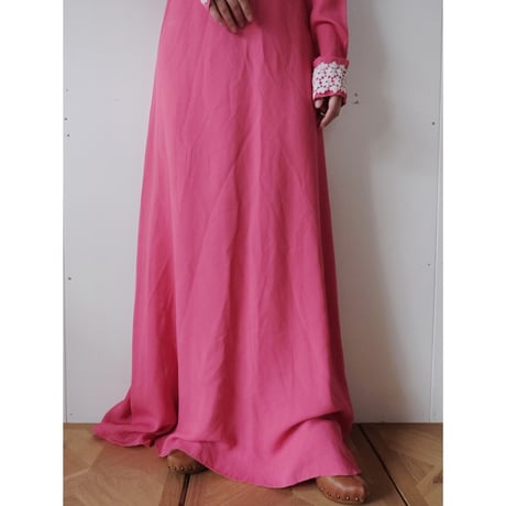 〜70s vintage pink×lace dress