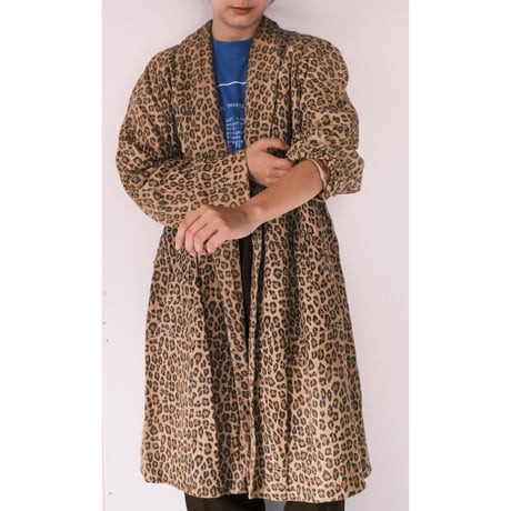 leopard leather coat / made in USA