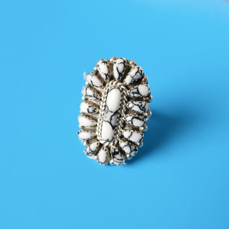 navajo / white buffalo cluster ring