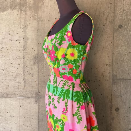 60-70s  vintage / floral long dress