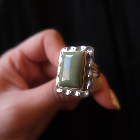 navajo / silver frame turquoise ring