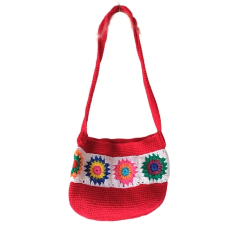 granny square knit shoulder bag