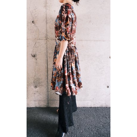 70s Animal print gather dress