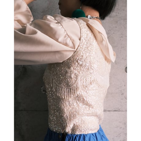 〜60s vintage beads embroidery knit vest