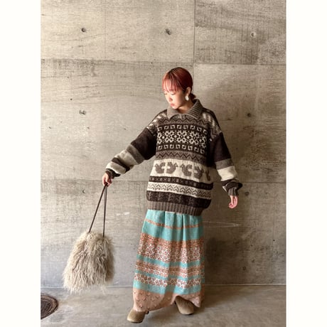 BENETTON"blue family" made in italy / collared knit