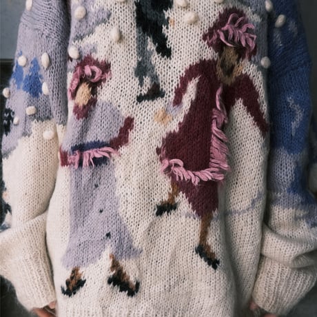 70〜80s / skating  design mohair knit