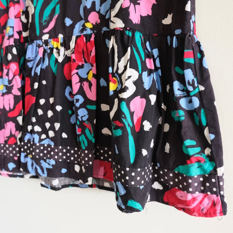 flower × dot print tunic / made in USA
