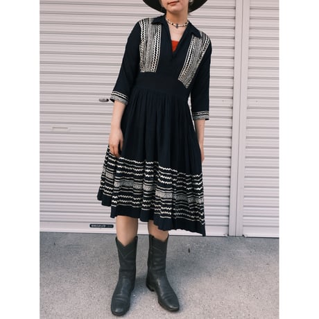 〜60s vintage dress / navy