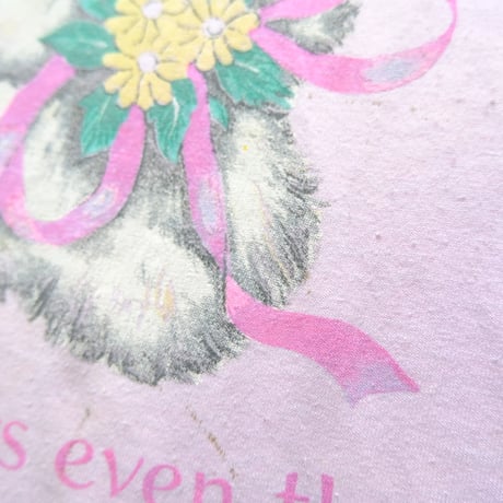 old print tee "cat" / pink