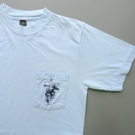 "Husky" print pocket tee / blue