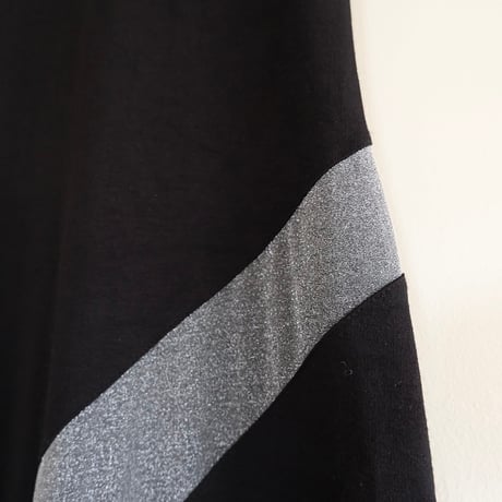 one shoulder dress black×gray with lamé