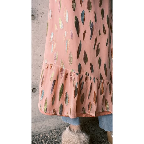 leaf motif wrap dress
