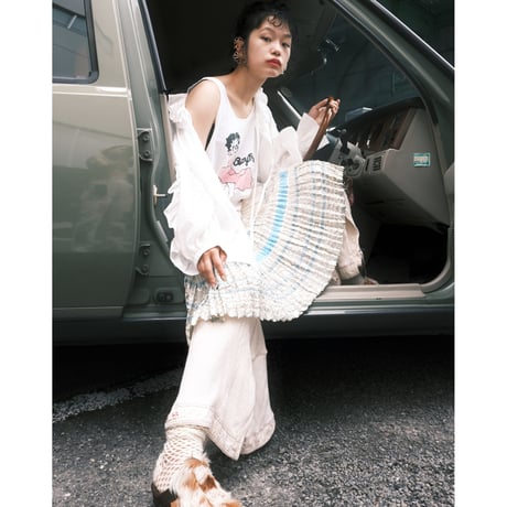 vintage/embroidery  pleats skirt