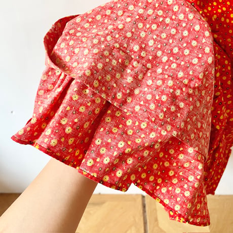 hand made dress “red×yellow flower”