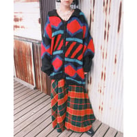 70s wool check skirt