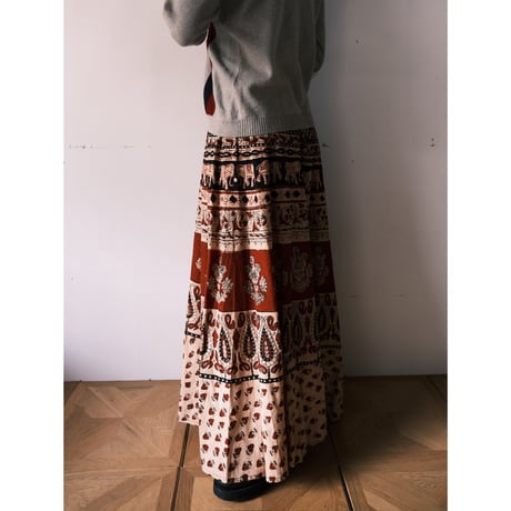 ethnic design wrap skirt / elephant