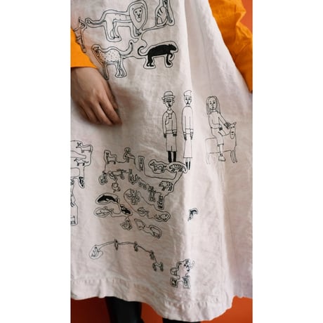 eski. × 画楽 / hand paint antique linen dress