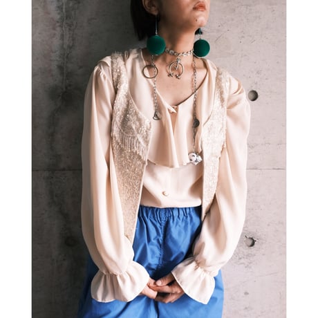 〜60s vintage beads embroidery knit vest