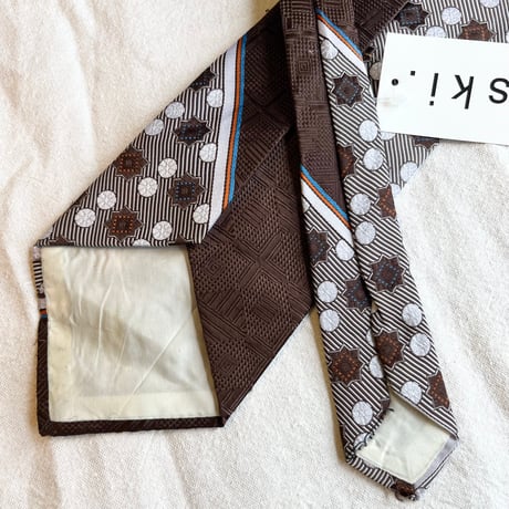 "繕う" collaboration beads embroidery necktie "retro brown × ⭐︎"