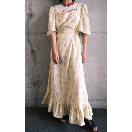 70's vintage / flower dress / yellow