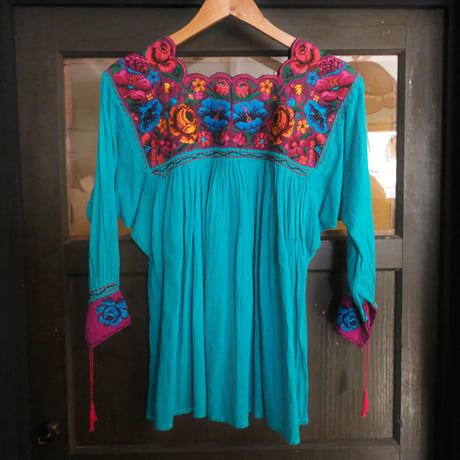 embroidery turquoise blue blouse