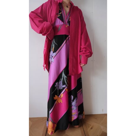 70s vintage flower print poly dress