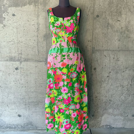 60-70s  vintage / floral long dress