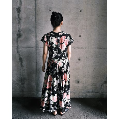 flower rayon dress “black”