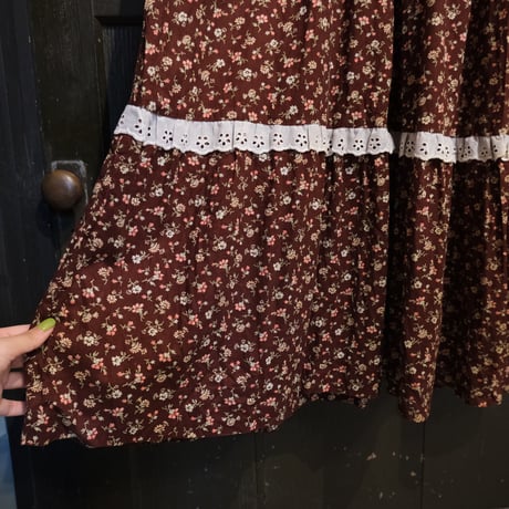 Hawaiian dress / brown×flower