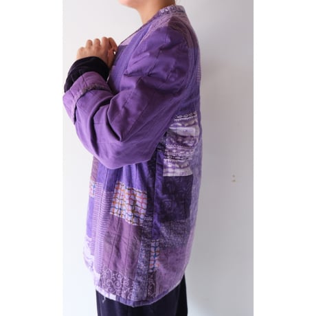quilting no-collar jacket / purple
