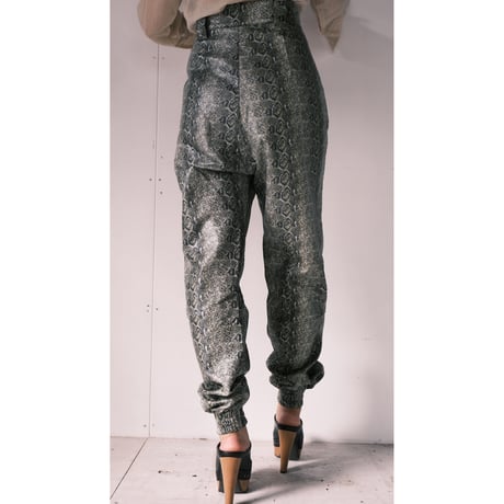 python pattern fake leather pants
