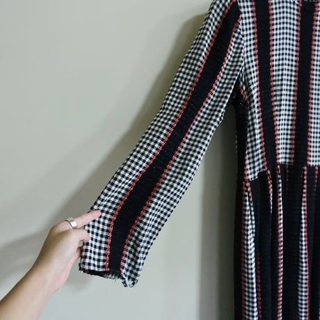 60s ~70s vintage gingham check dress