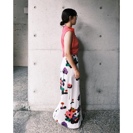 70s no-sleeve dress “pink×flower“